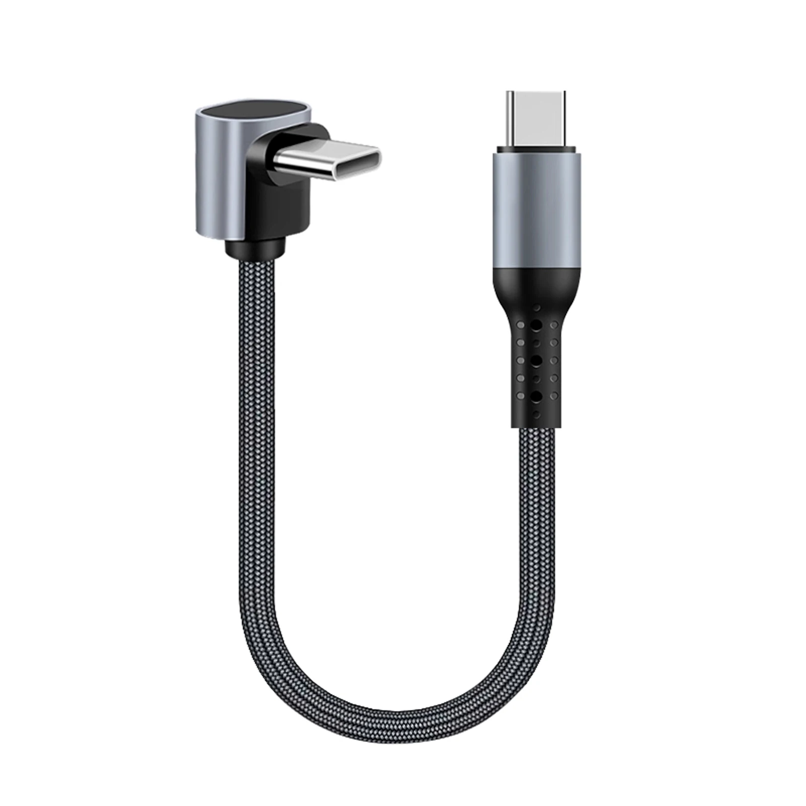 Cabo USB C para USB C Curto para Power Bank, Cabo Trançado de Carregamento Rápido com Ângulo de 90 Graus para iPhone 17, Samsung Galaxy A17
