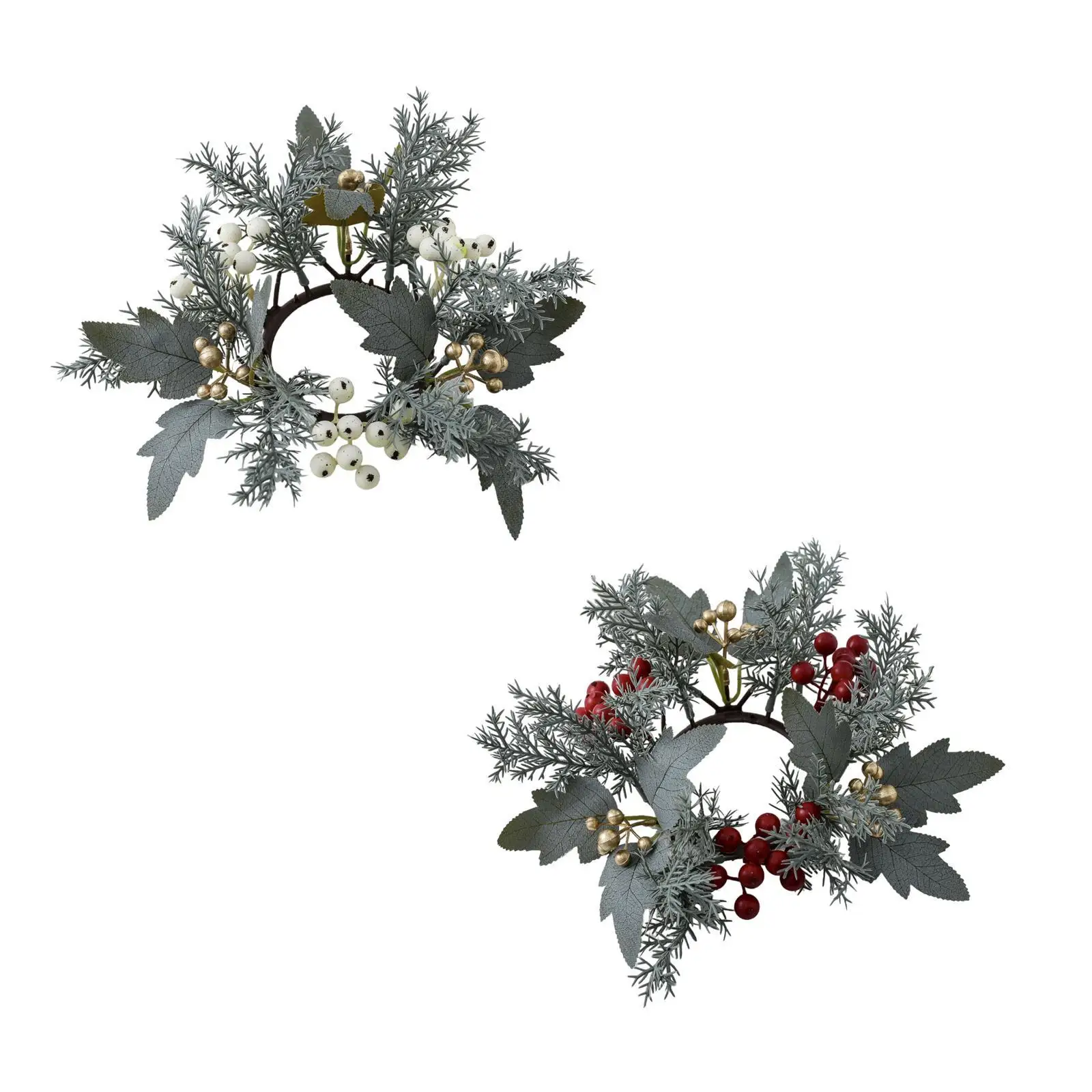 Handmade Artificial Flower Candle Wreath for Holiday Table Decor PP Garland Ring for Candlestick Holder Fireplace Mantel - view 6