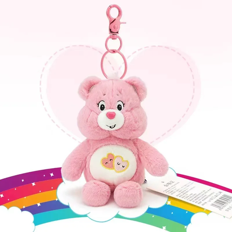 Kawaii Rainbow Bear Keychain Anime Carebears Plush Pendant Cartoon Care Bears Child Toy Cute Girl Backpack Pendant Gift