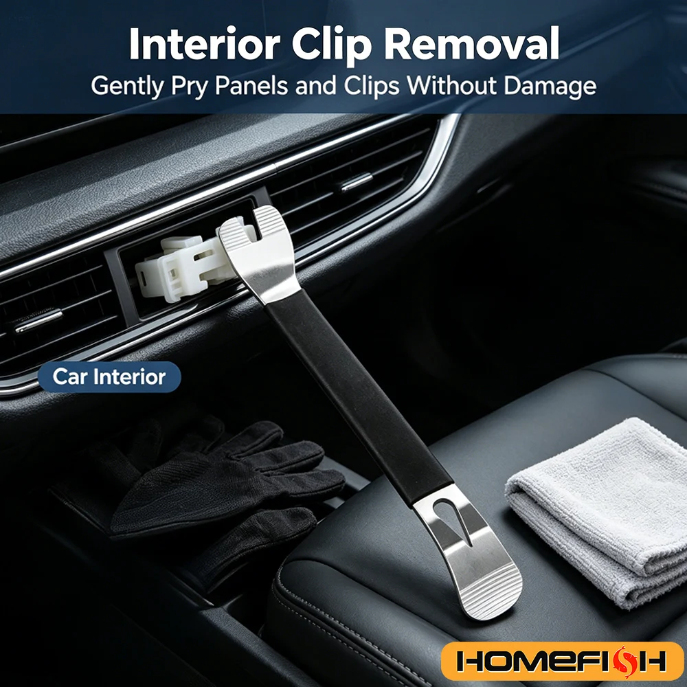 Car Interior Panel Removal Tool  Stainless Steel Buckle Pry Bar for Door Rod  Navigation Center  Driver Side Panel