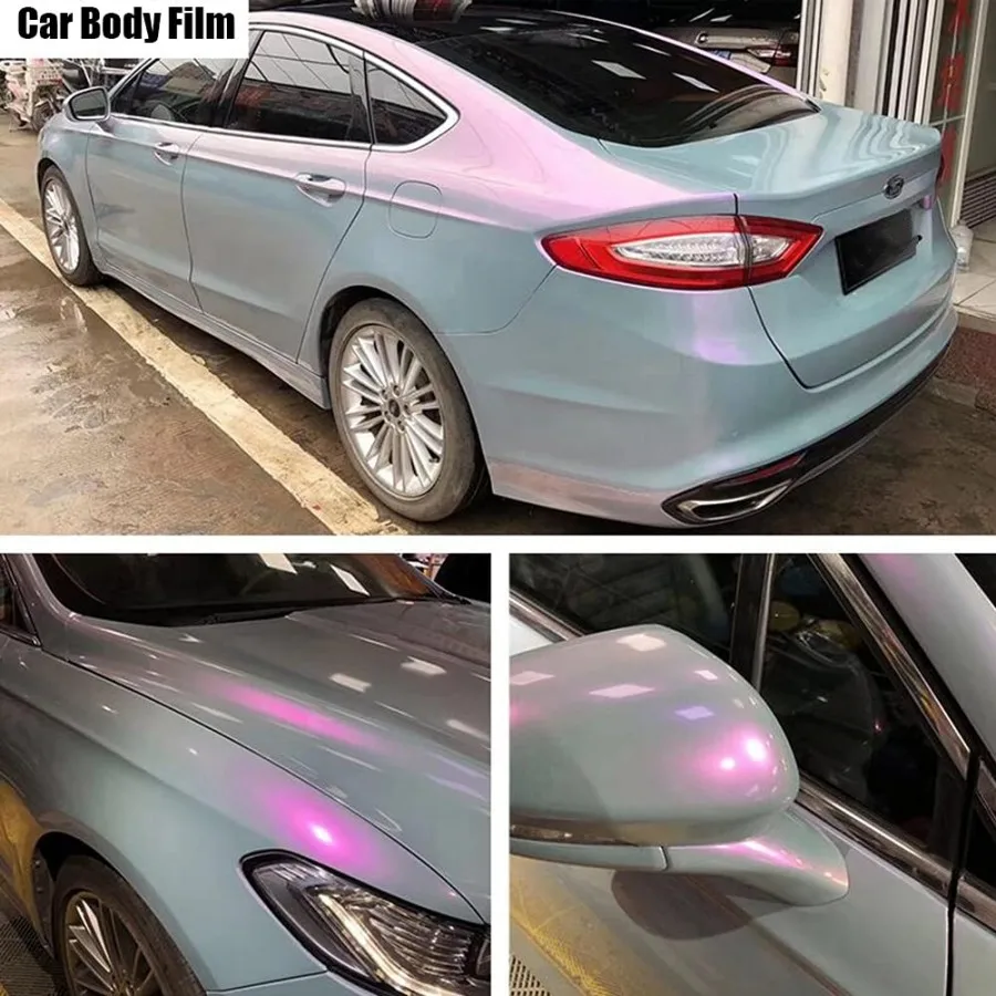 30x100CM Chameleon Vinyl Wrap Grey to Purple Adhesive Car Body Film Sticker Decal Sheet Air Bubble Release DIY (Grey to Purple) view 5
