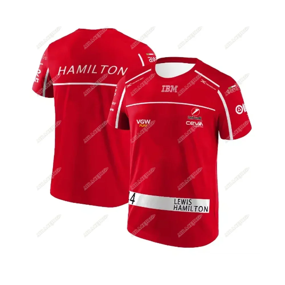 For Ferrari T-Shirt Racing Hamilton 44 Leclerc 16 Official Team Motorsport Men's Red Summer Quick Dry