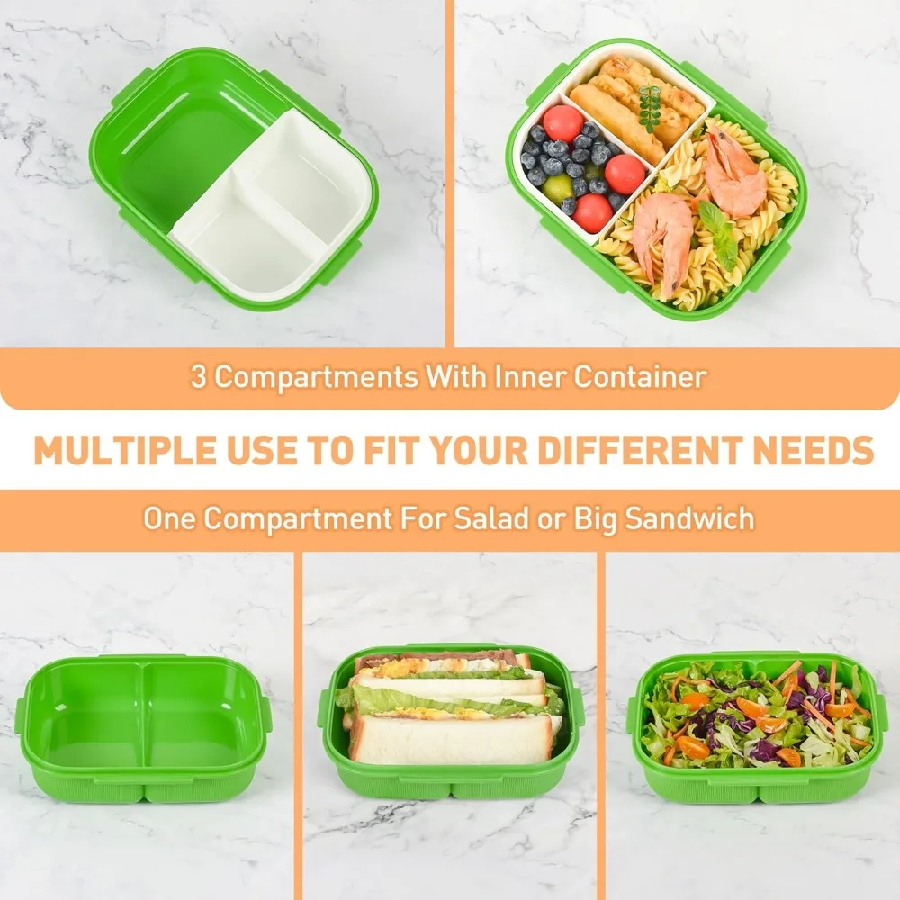 Bento Boxes with Removable Compartments for Adults & Kids,1000ml Lunch Box with Spoon & Water Cup,BPA-Free,Microwave & Dishwashe