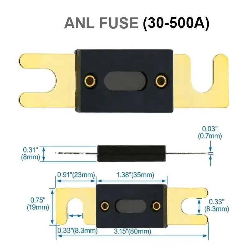 0/2/4 AWG Gauge Car Stereo Audio LED Display Digital Voltage 100 Amp Ine ANL Fuse Holder