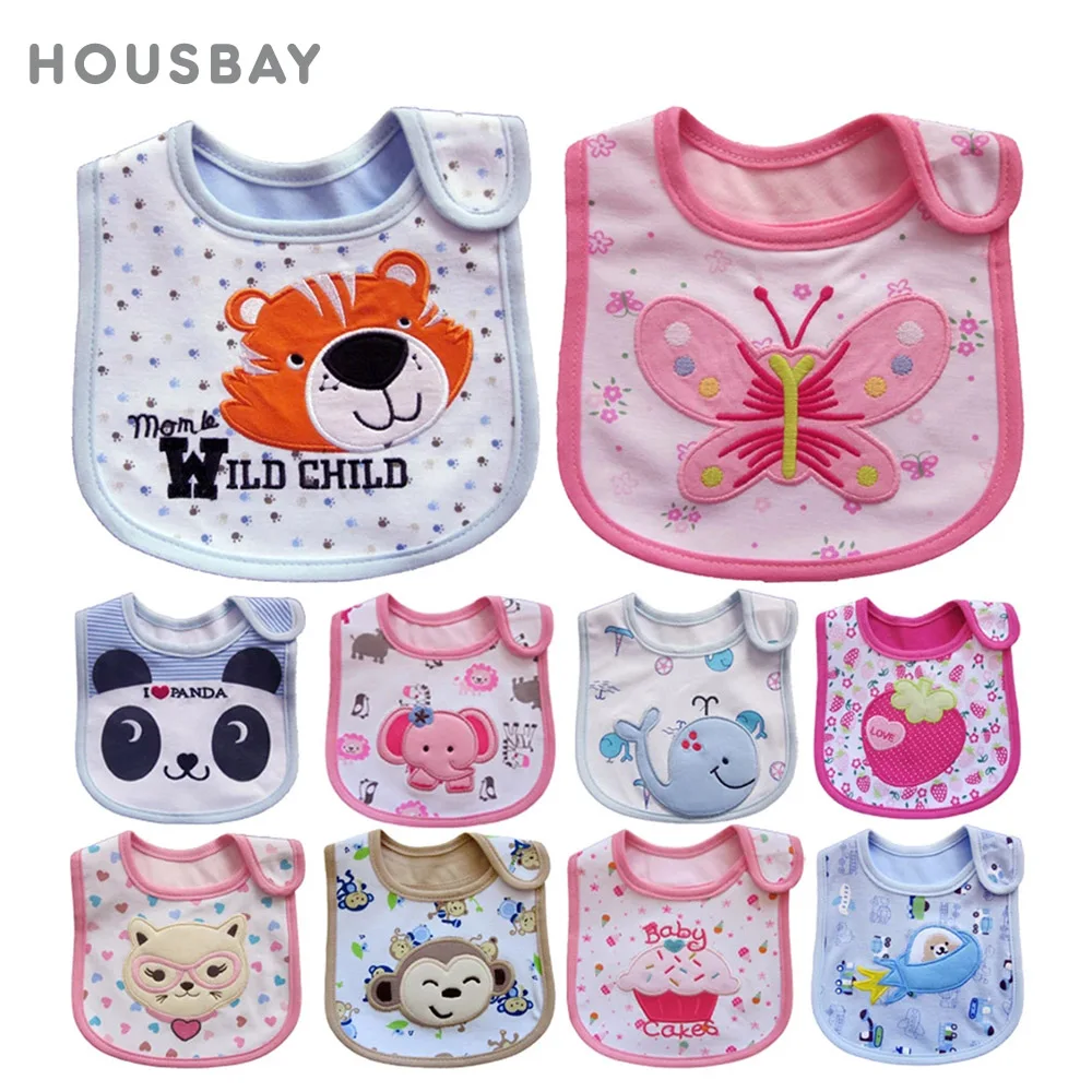 

Baby Bib 3 Layers Waterproof Bib Cloth Saliva Towel Cartoon Animal Embroidered Baby Bibs Burp Cloth Cotton 1Pc