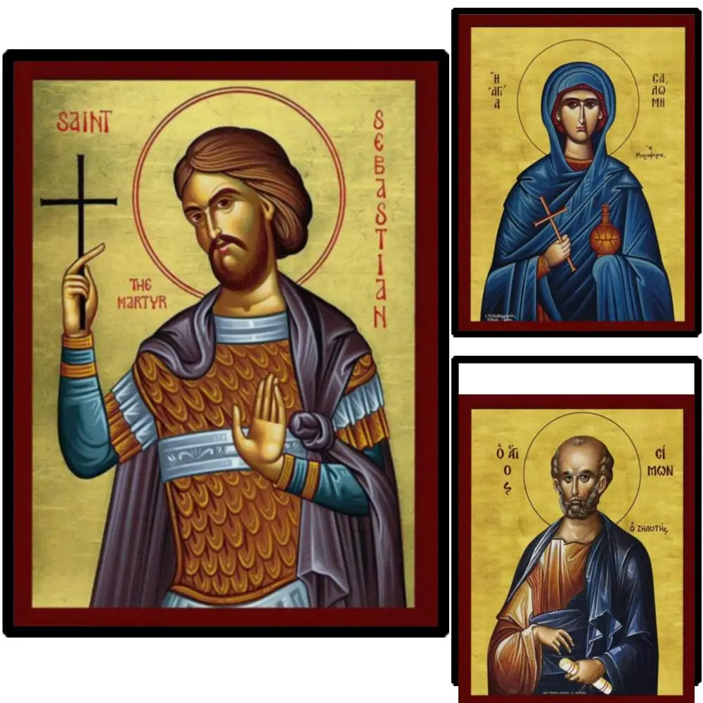 St.Salome Greek Orthodox Icon Byzantine Art HD Canvas Print Large Religious Wall Decor for Prayer Room Home Altar Christian Gift