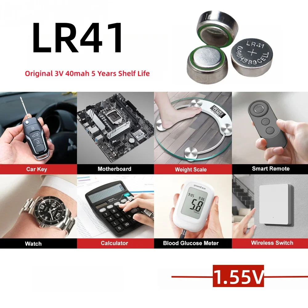 1.55V LR736 AG3 LR41 392A 392 192 SR41 L736 CX41 Button Batteries For Watch Toys Remote SR41SW AG 3 Cell Coin Alkaline Battery