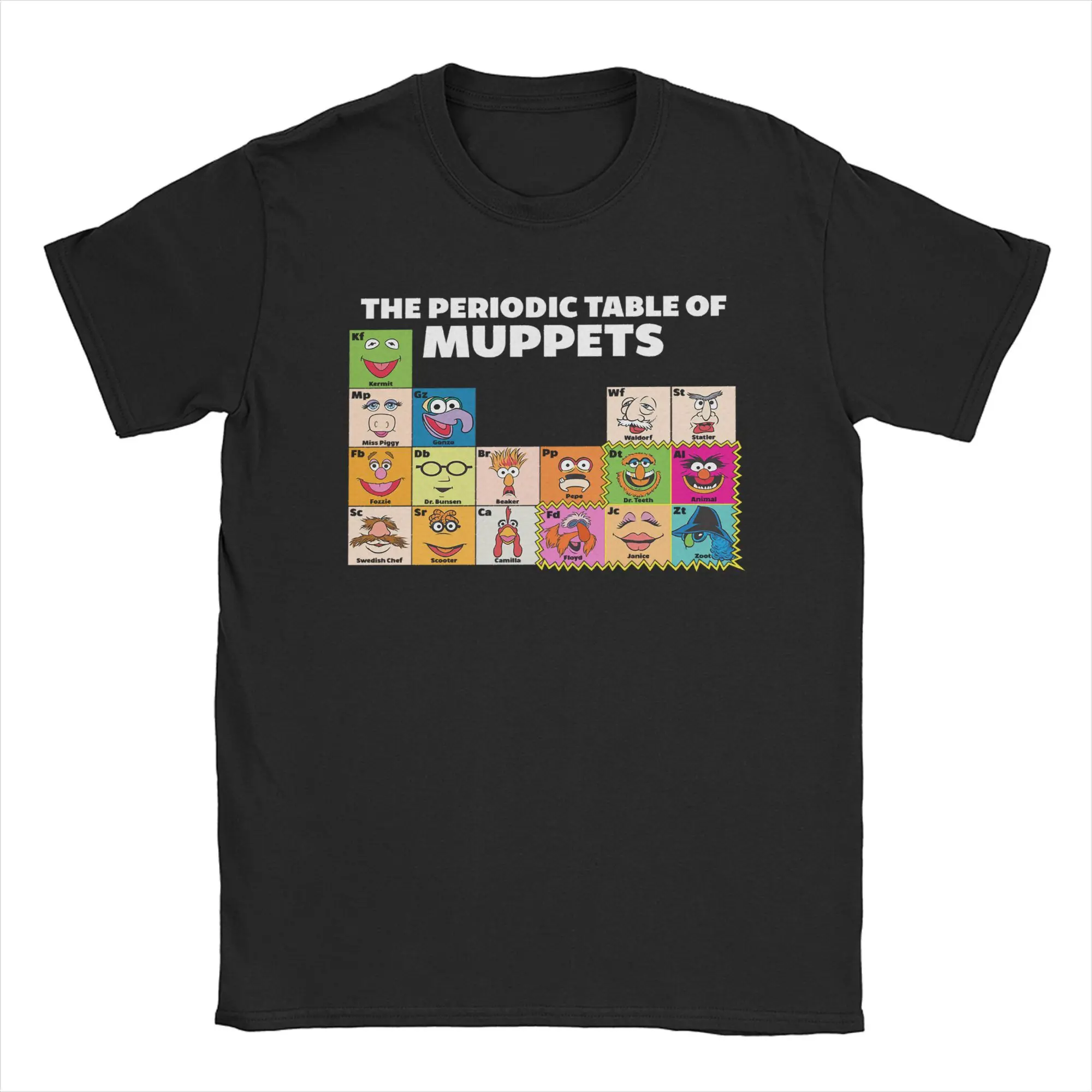 Men Muppets Periodic Table T Shirt  Pure Cotton Tops Vintage Short Sleeve Round Collar Tee Shirt Graphic Printed T-Shirt