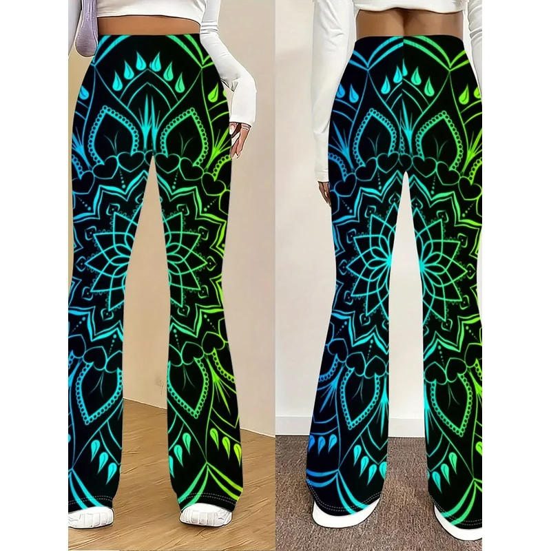 Bohemian-style printed flared pants, suitable for daily casual wear of teenagers aged 7 to 16.