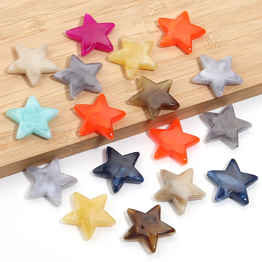 

50pcs 21x21mm Two-Color Star Acrylic Beads Loose Spacer Beads For Ornament Making DIY Handmade Craft Gift Accessories