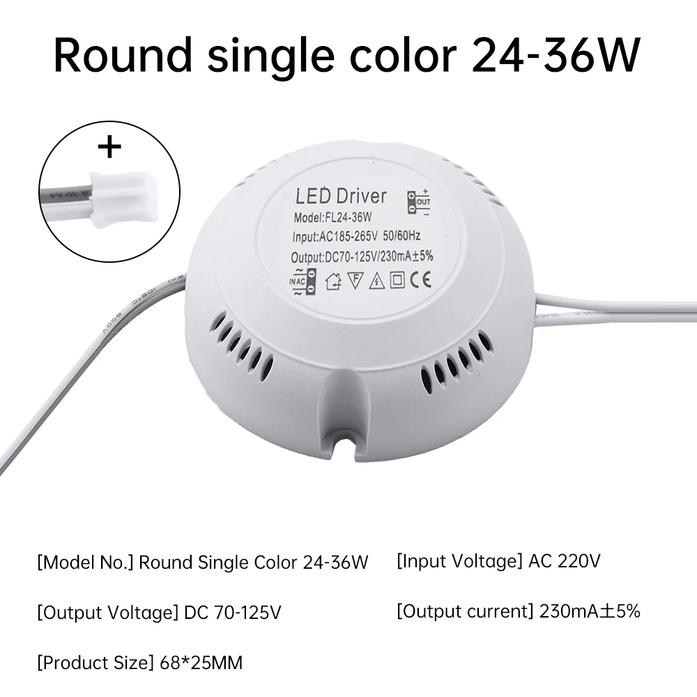 Driver LED da AC185-265V a DC24-82V/DC70-125V alimentatore trasformatore di illuminazione 8W 12W 18W 24W 36W potenza di azionamento