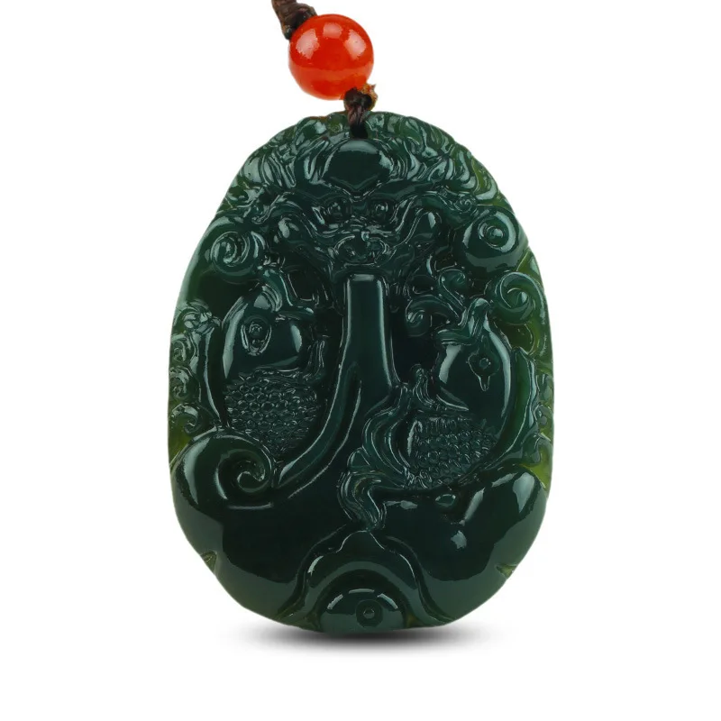 Hetian Gray Jade Leaping Carp Men's and Women's Pisces Birthday Pendant