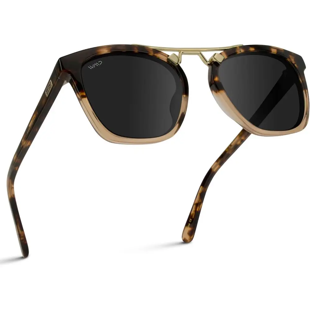 Women's Square Vintage Oversized Polarized Sunglasses with Metal Double-Bridge
