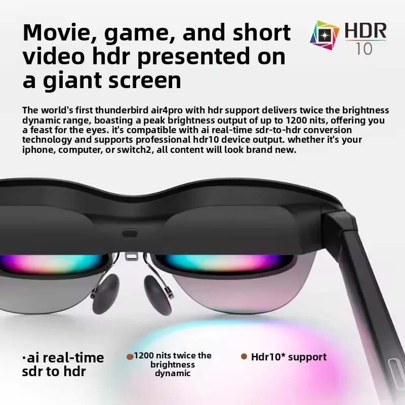 New Rayneo Air4 Pro AR Smart Glasses DHR10 1200nits Version4000 AI HDR Screen 3840 Hz PWM 3D Glasses Aduio by Bang &Olufsen