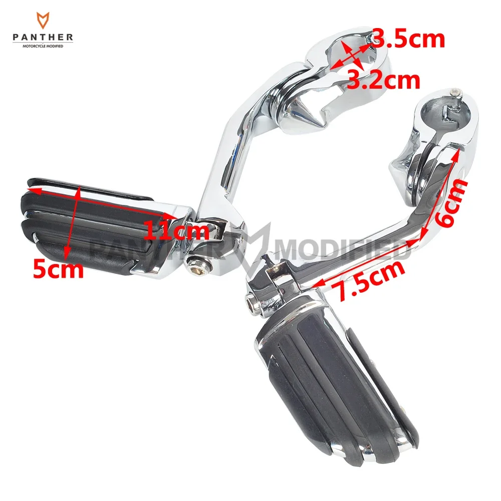 

Chrome Long Angled Anti Vibration Motorcycle Foot peg Moto Foot Rest case for Honda Harley Suzuki Kawasaki 1-1/4" 32mm Bar