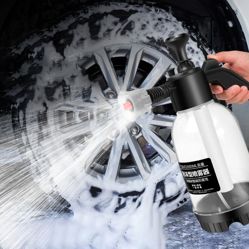 2L Car Washing Pressure Spray Bottle Hand Pressurized Foam Sprayer High Pressure Cleaner Car Washing Accessories Clearly Bottle