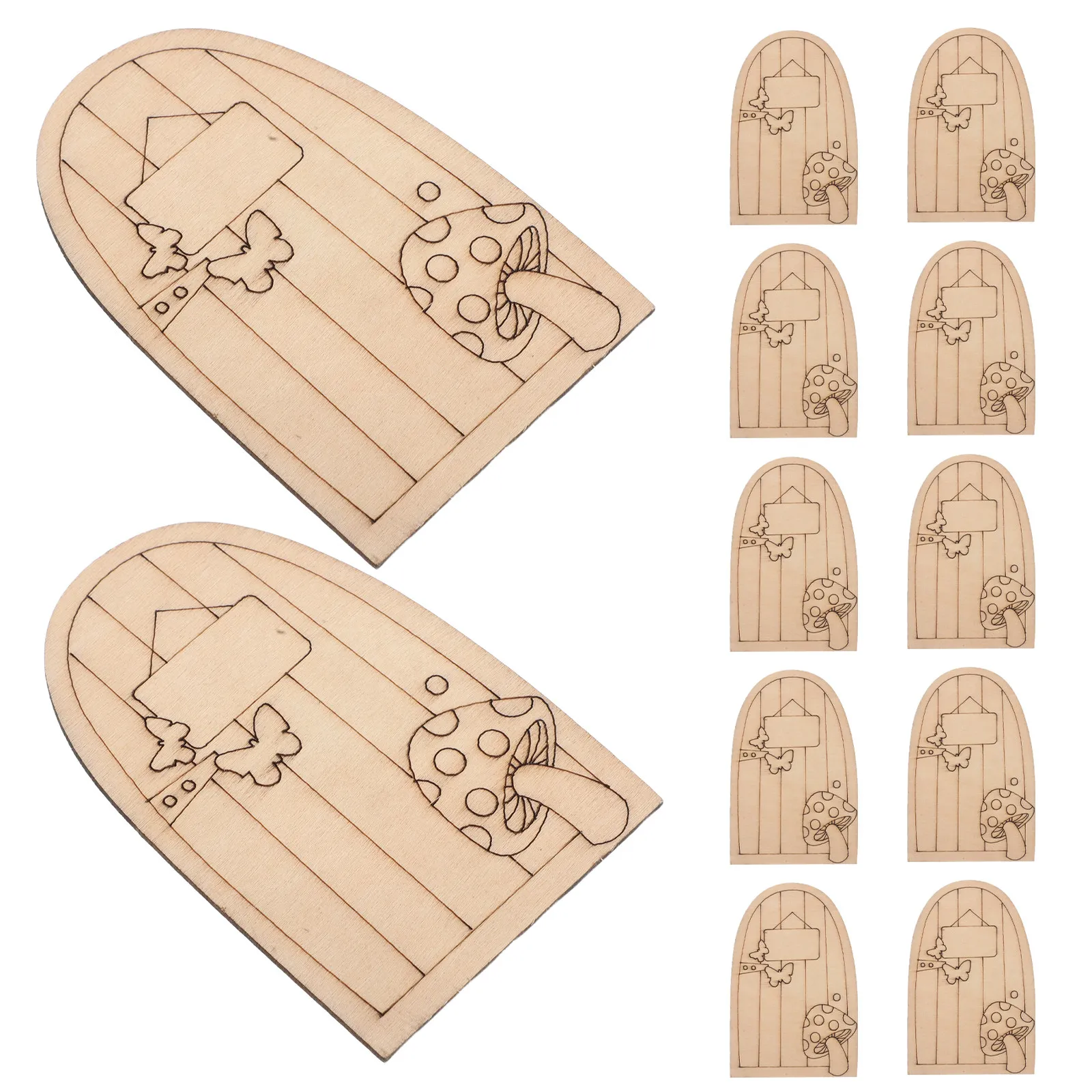 50-teiliges Feentür-Set aus Holz, Miniatur-Feenhäuser, DIY-Moos-Landschaftsornamente, Gartenzwerg-Türen, Gartenzubehör für Zuhause