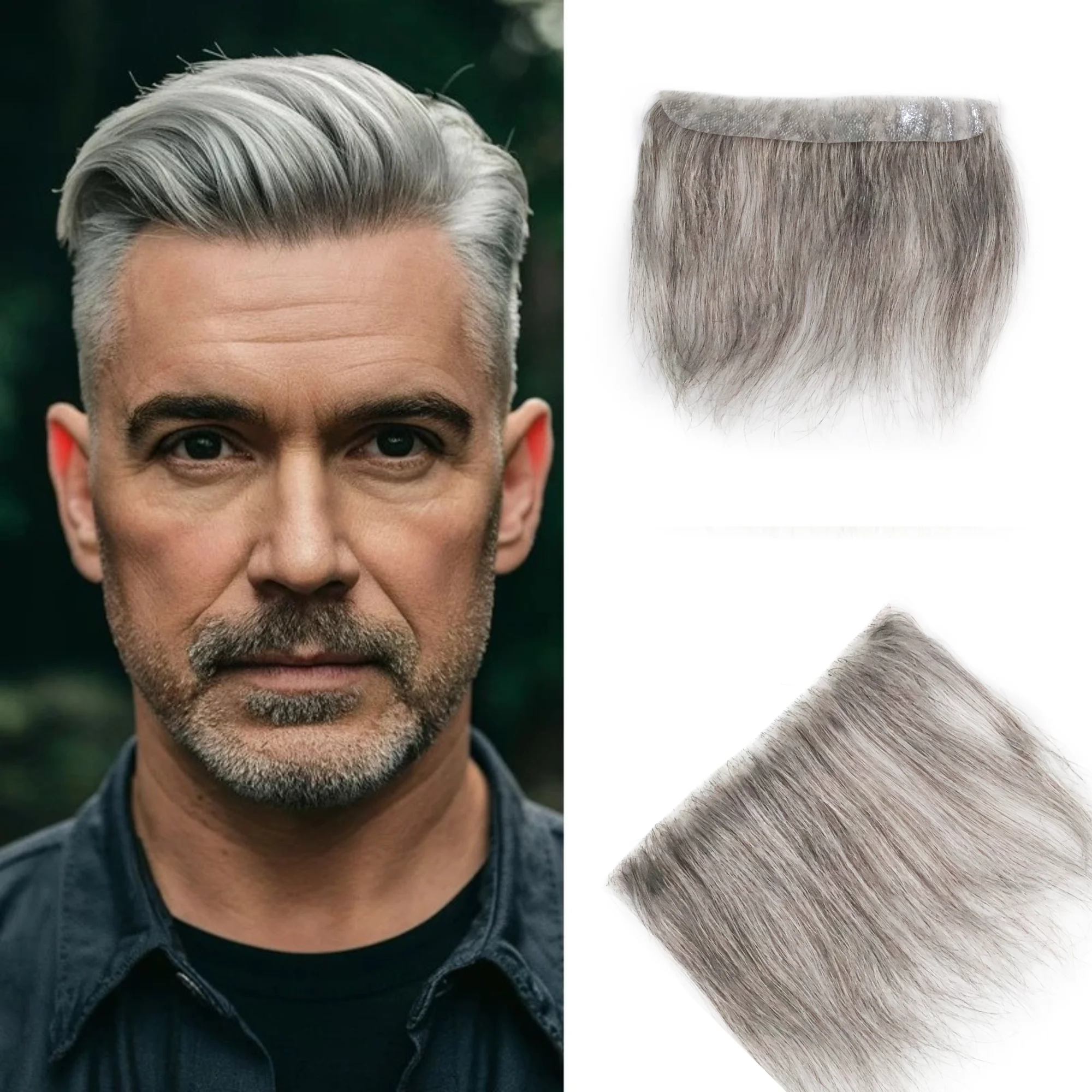 

OCK Men's Forehead Hairline Toupee 100% Human Hair PU Hairpiece, Forehead Hair Topper for Natural Hairline Restoration