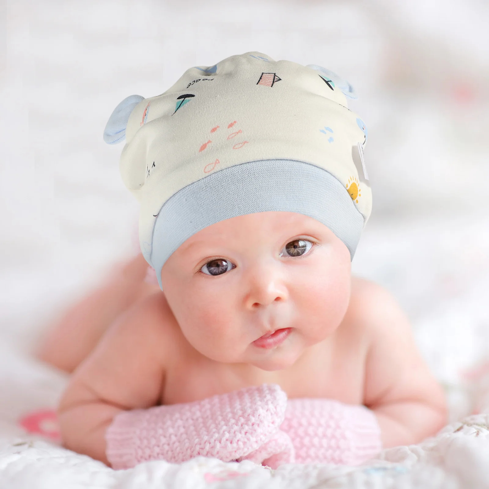 

Толстая хлопковая шапка для новорожденных, зимняя теплая шапка для тюрбанов, детский модный головной убор, мягкий удобный тюрбан