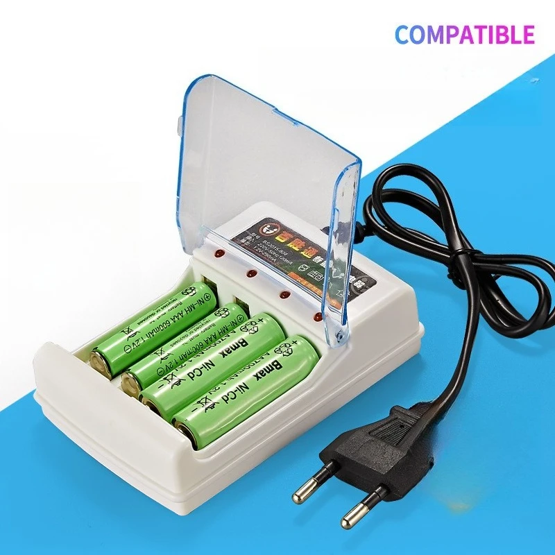 เครื่องชาร์จ 4 ช่อง แบตเตอรี่ Ni-MH AA/AAA 804 # 5 7 แบตเตอรี่แบบชาร์จไฟได้ปลั๊กกลมมาตรฐานยุโรปเครื่องชาร์จ BMAX