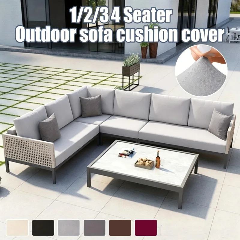 1pc Patio Sofa Cushion Cover Elastic Outdoor Patio Pad Replacement Sofa Seat Cushion Cover for Combination Chair Double Sofa