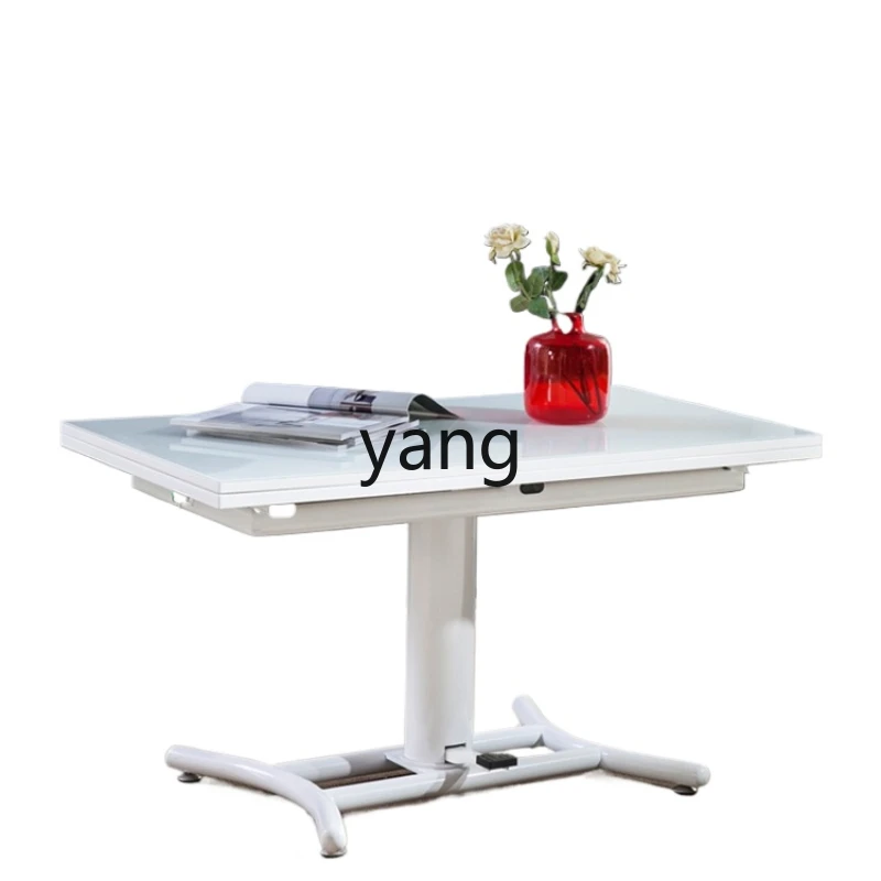 

LXL Lifting Coffee Table Tempered Glass Pedal Desk Small Apartment Dual-Use