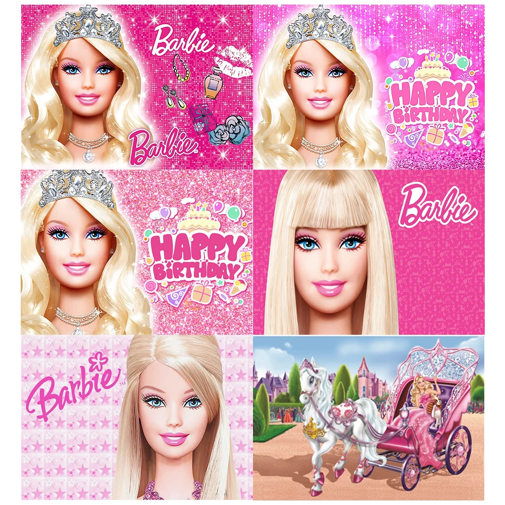 BarbIEe Party Backdrop Pink Photography Background Glamour Girl Ladies Birthday Parties Banner Cake Table Decoration home decor