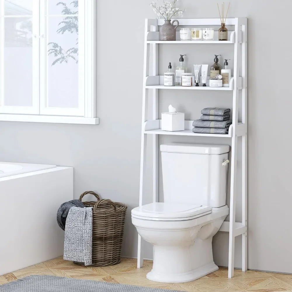 Over The Toilet Storage Shelf, 3-Tier Over Toilet Bathroom Organizer, above Toilet Shelves Rack (White)