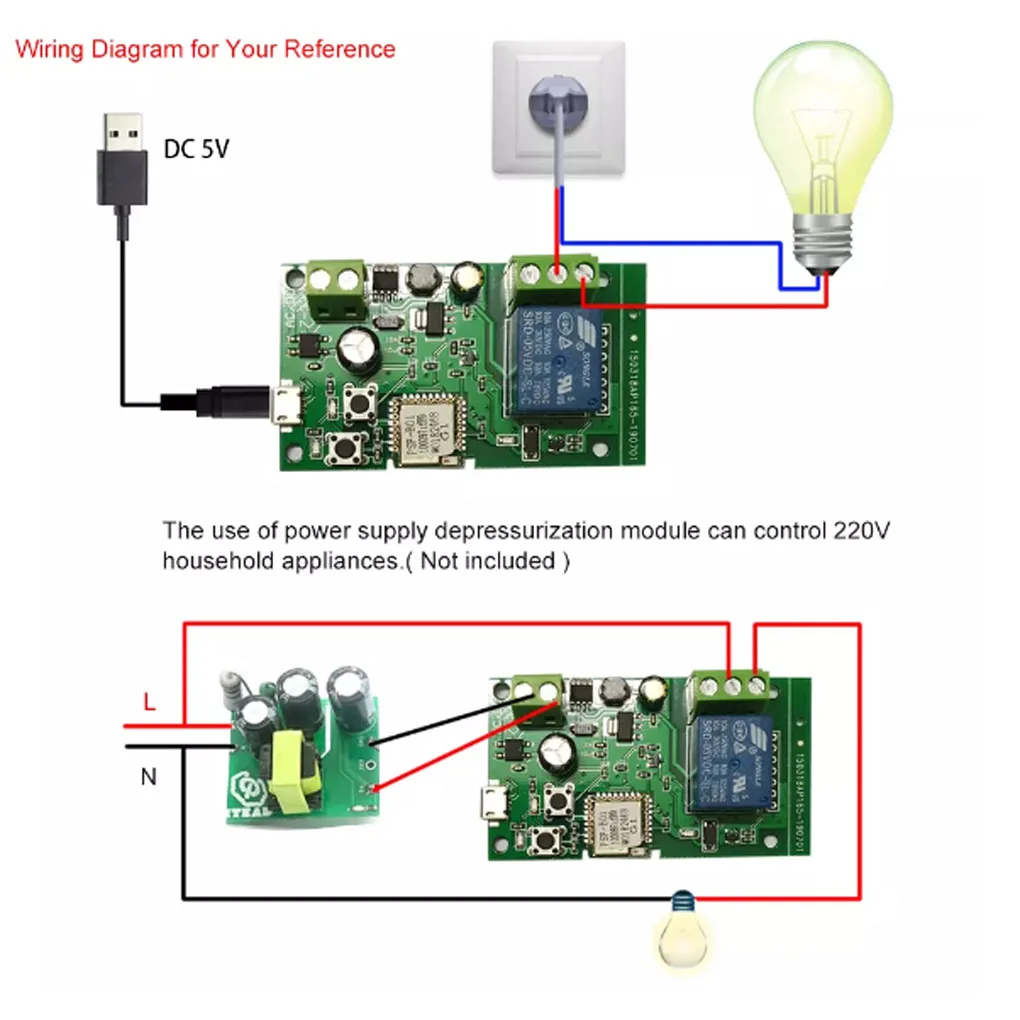 WiFi Relay Switch Module Self-locking Power Supply Replacement Circuit Board