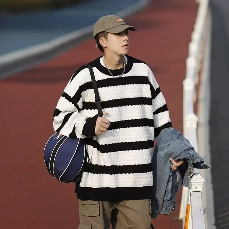 

Loose Men's Sweater Large Size 300 Pou Autumn Winter Knittedwear Hoodie Baseball Collar Long Sve Casual Faion