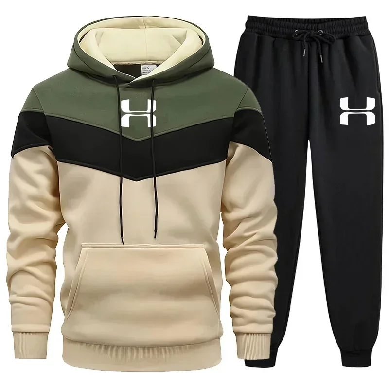 Autumn Winter Men Tracksuits Sets Long Sleeve Hoodie+Jogging Trousers Two Piece Fitness Running Suits Sportswear Casual Clothing