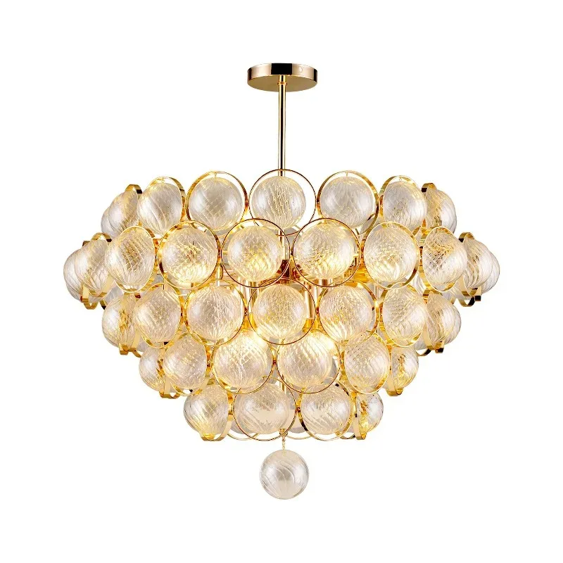 Designer Metal Glass Ball Pendant Lamp American Model Room Luxury Creative Restaurant Living Room Lighting