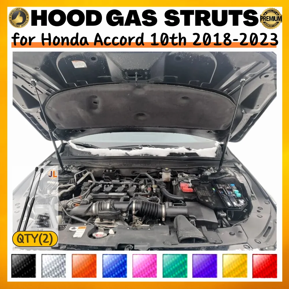 

Qty(2) Hood Struts for Honda Accord 10th 2018-2023 Front Bonnet Modify Gas Springs Shock Absorber Lift Supports Dampers