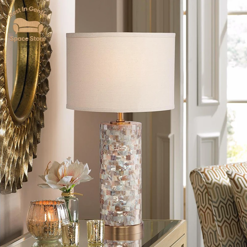 American desk lamp bedroom advanced simple modern creative shell bedside table lamp warm romantic decorative bedside lamp