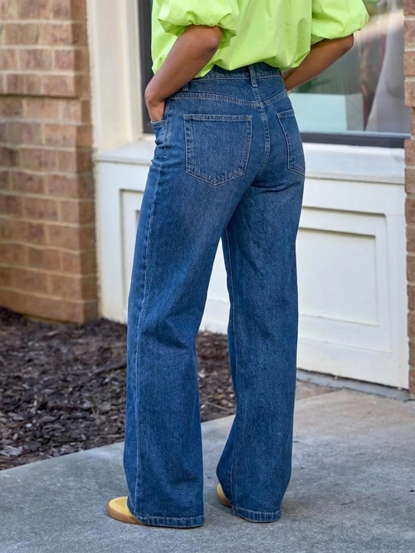 Women's GREAIDEA Mid-Rise Barrel Jeans - Wide-Leg Cropped Cotton Bottoms, Y2k Baggy Boyfriend Style with Pockets, Dark Blue,
