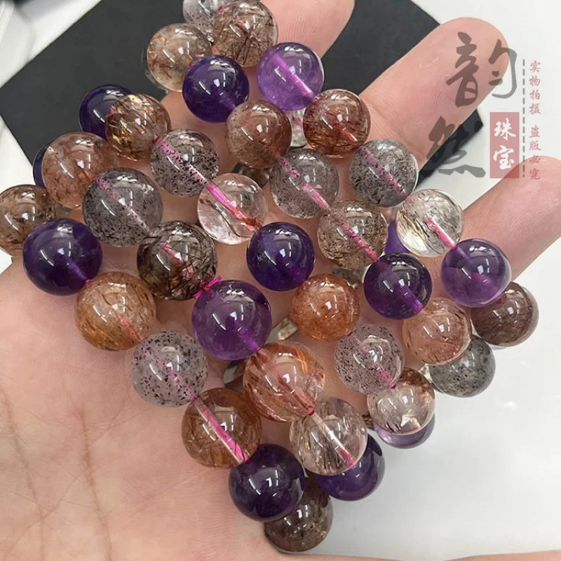 Natural Large Particle Transparent Mica Chips Seven Bracelet Unisex Beads Accessories