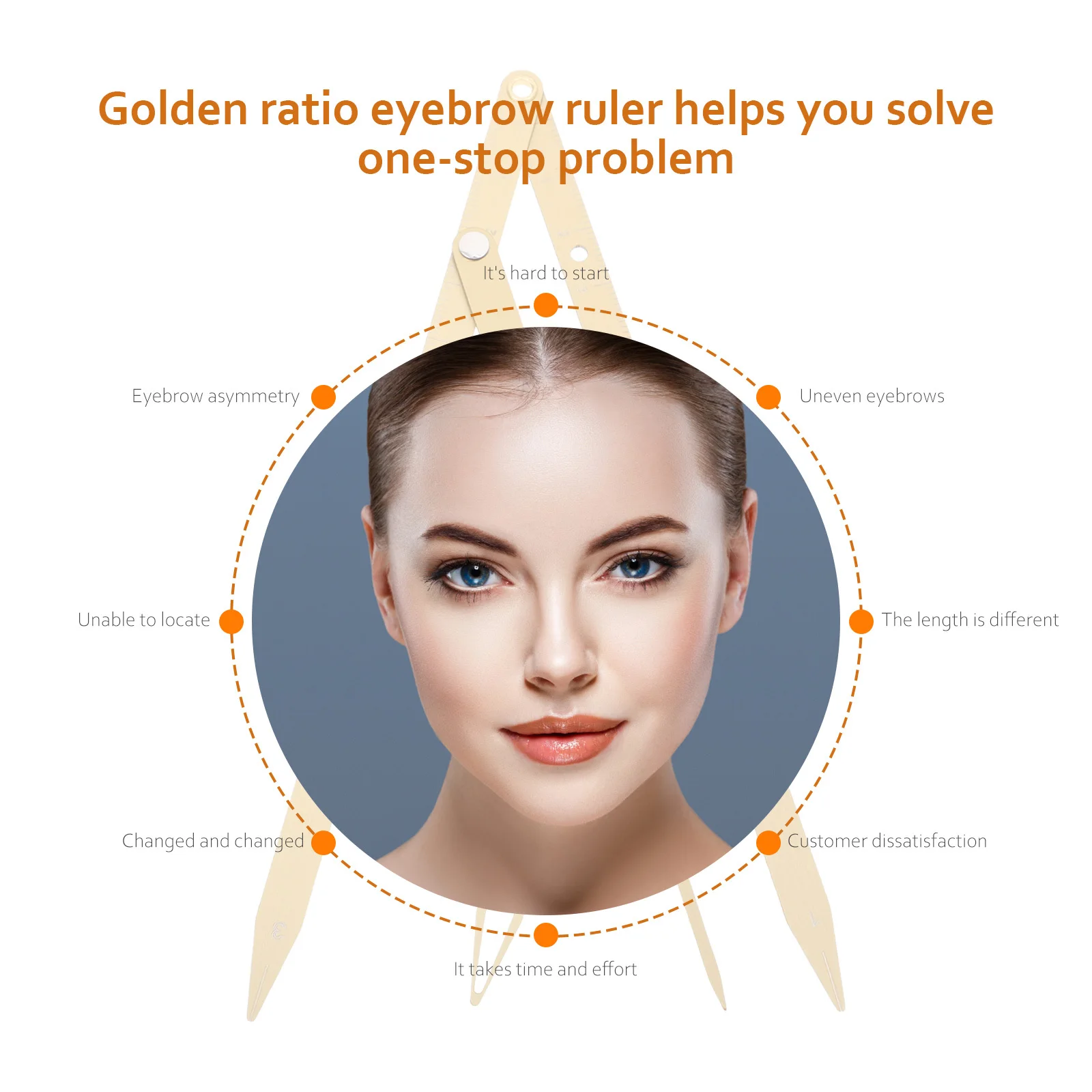 1 قطعة ثلاث نقاط الحاجب مسطرة قياس الجيل الثاني الفولاذ المقاوم للصدأ النسبة الذهبية أداة لرسم تحديد المواقع الحاجب