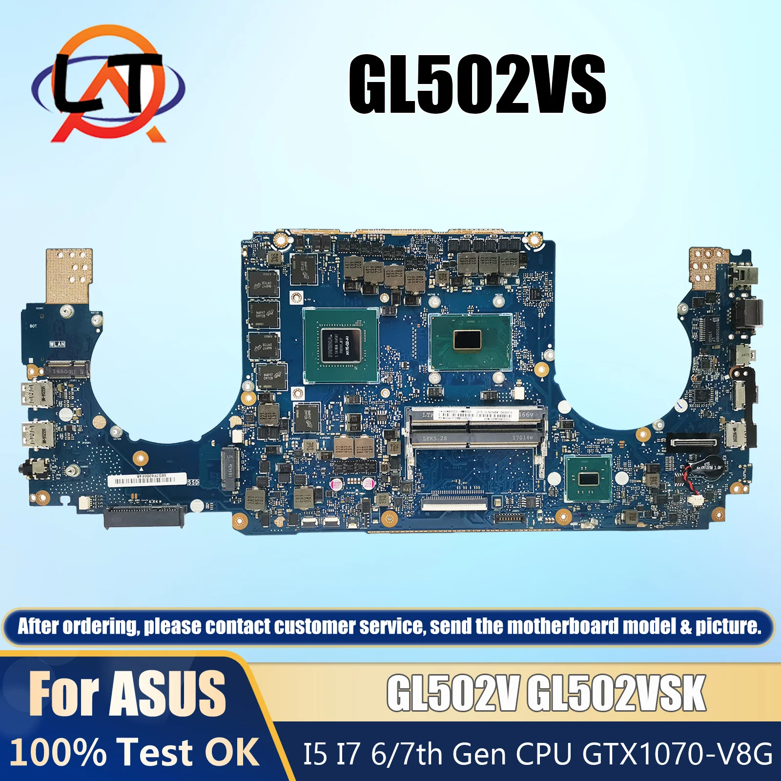 

GL502VS Laptop Mainboard For Asus ROG Strix S5V GL502V GL502VSK FX60V GAME notebook motherboard I5 I7 6/7th Gen CPU GTX1070-V8G