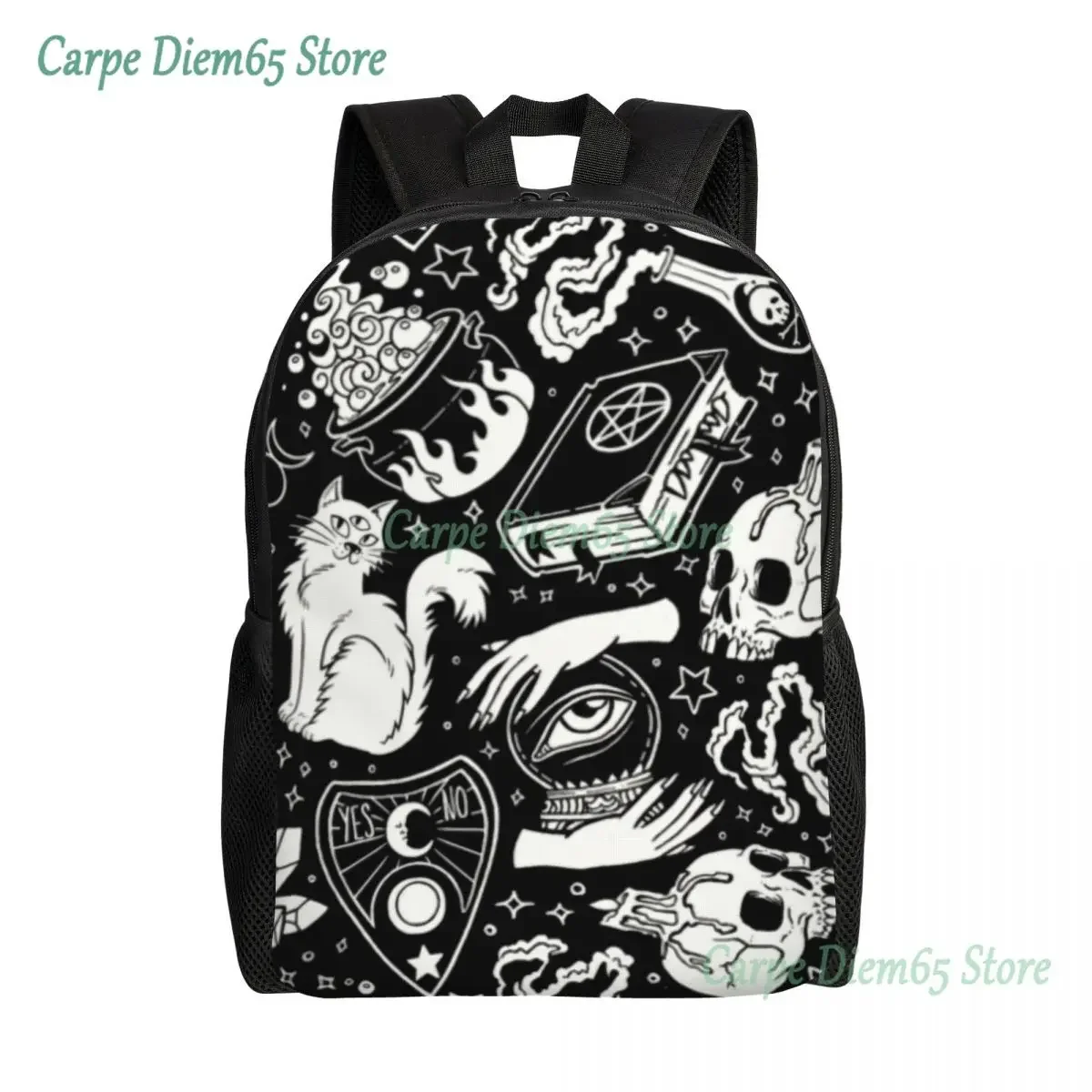 

Witchy Pattern Laptop Backpack Basic Bookbag for School College Student Witch Occult Supernatural Witchy Vibes Pagan Crystal Bag
