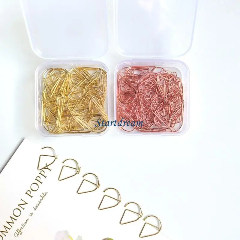50 Pcs Metal Paper Clips Teardrop Office Clips Metal Decorative Paper Clips K92C