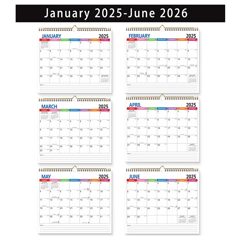 Calendario colorato 2025 Calendario da appendere 12 mesi Pianificazione internazionale dell'ufficio delle vacanze Pianificatore da scrivania Forniture per ufficio