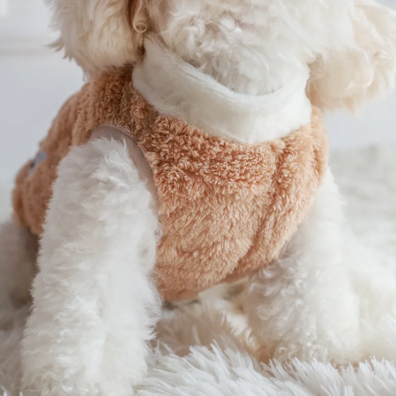 Pet Plush Back Heart Small Dogs Pulled in Autumn and Winter Dog Clothes Teddy Bear Puppy Clothes Dog Christmas Clothes