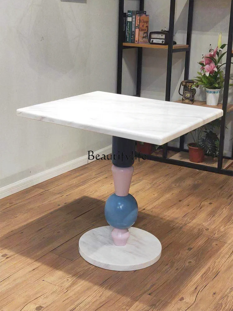 Modern Marble Light Luxury Sales Department Conference Table Restaurant round Table Reception Hall Reception Table