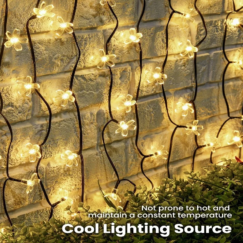 

Solar Lamp Power Solar Garlands Light Peach Flower LED String Fairy Lights 5M 7M 12M 6V Garden Christmas Decor For Outdoor