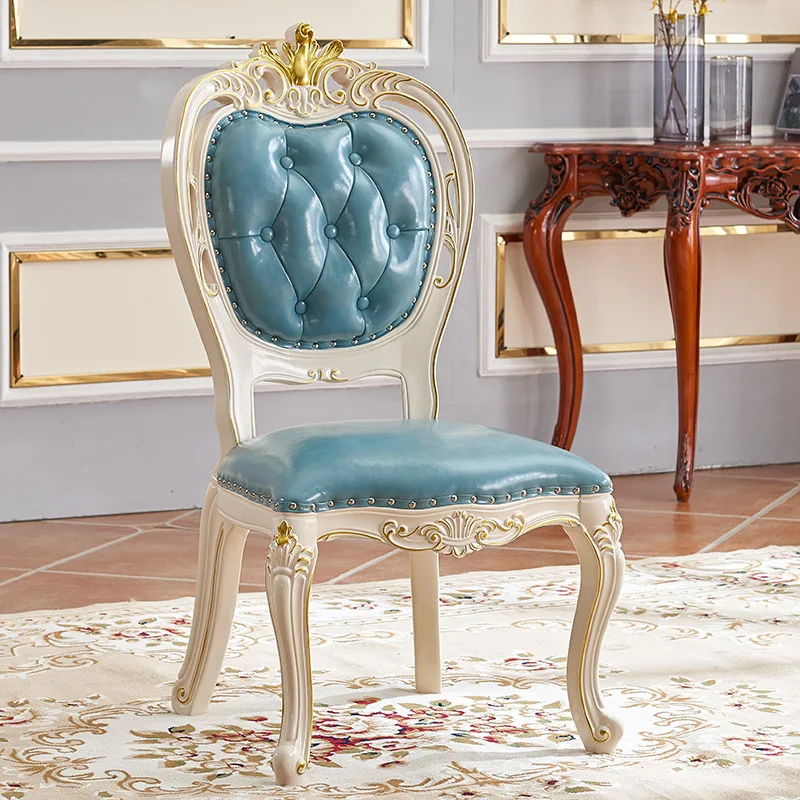 wood backrest dining chair American restaurant household simple soft bag leather art hotel hotel household dining chair