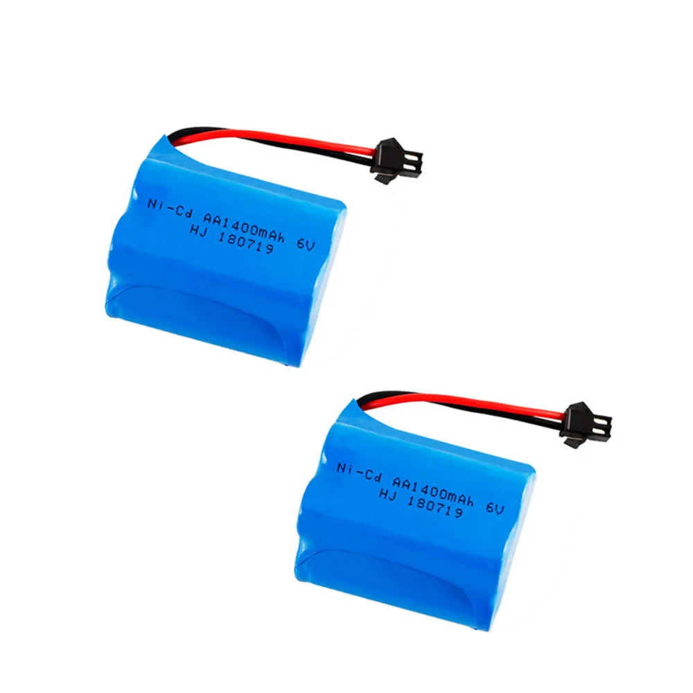2 Pack 6V 1400mAh Ni-Cd Rechargeable Batteries Ni-Cd 6V 1400mAh RC Toy Car SM 2Pin Plug Battery