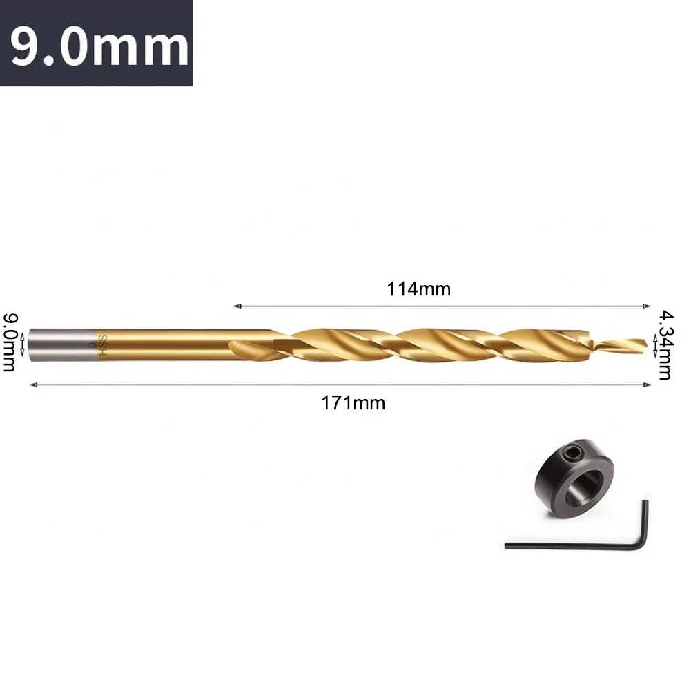 9.5mm Inclined Hole Drill Step Bit 135 Degree Cutting Edge Metal Jig Guide With Stop Collar For Electric Cordless Drills Woodwor