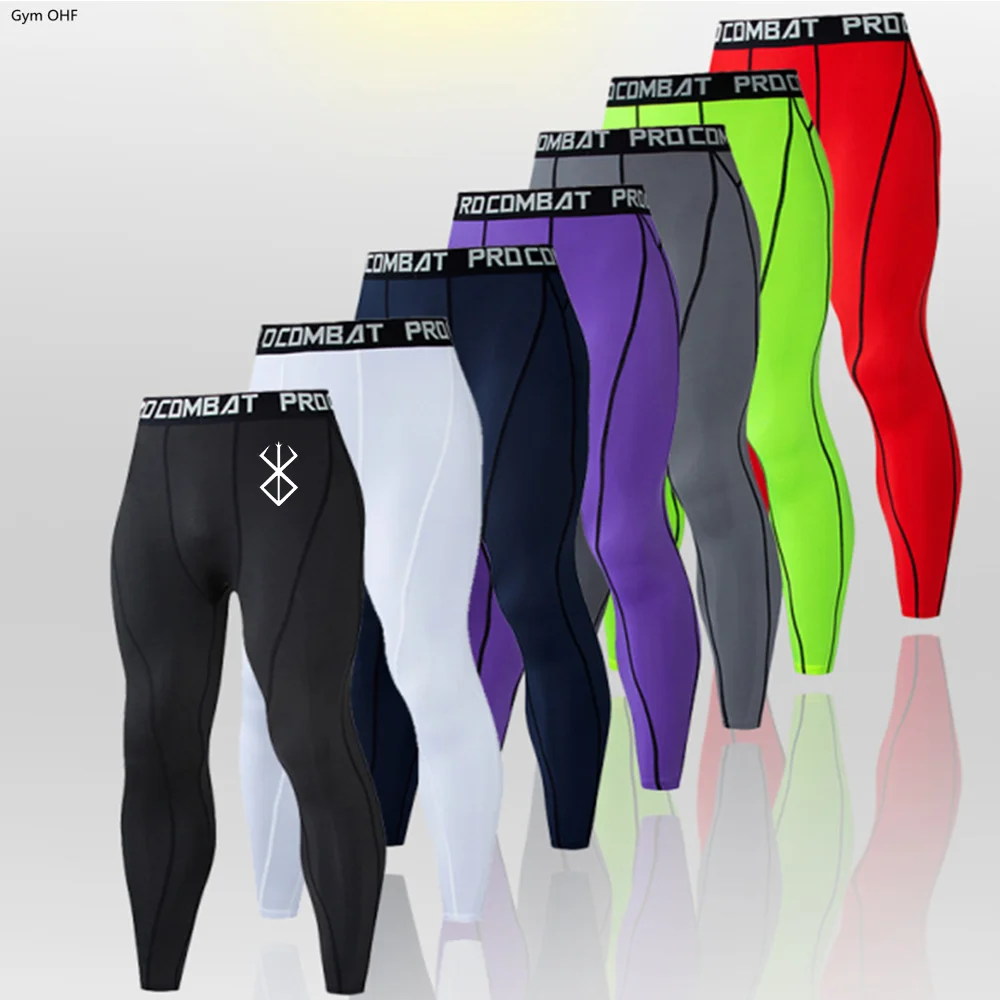 Męska obcisłe spodnie kompresyjna Rashguard Fitness Sport legginsy do biegania mężczyzn Anime wnętrzności siłownia szybkoschnące spodnie męskie