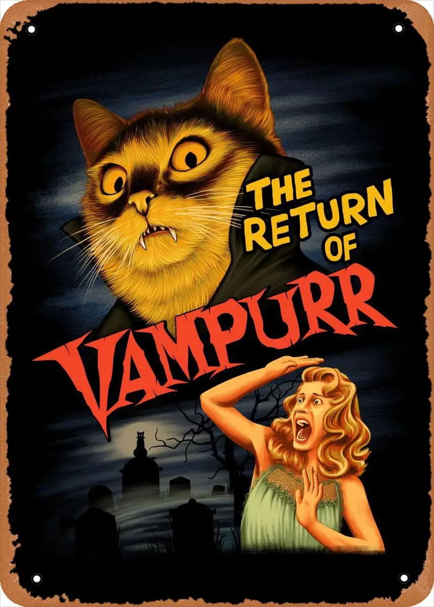 Movie Poster Retro Metal Sign The Return Of Vampurr Horror Wall Art Decor Tin Sign-8X12Inch, 8 X 12 Inch