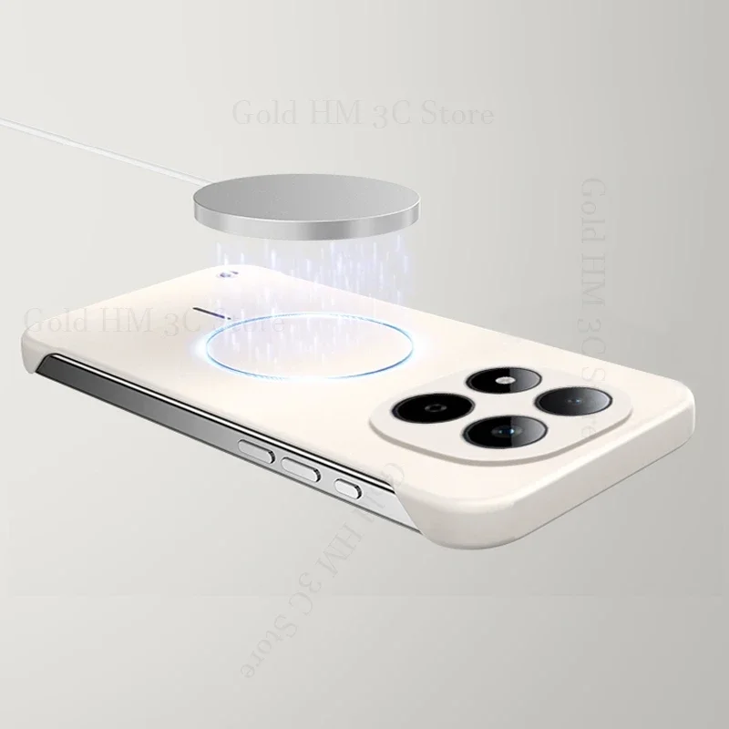 حافظة متينة بدون إطار من Magsafe لهاتف Redmi Note 15 Pro Plus شاحن لاسلكي غير لامع غطاء بدون حدود لهاتف Redmi Note 15 14 Pro Plus